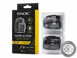 SMOK Nord 6 replacement pod cartridge 2-pack with retail packaging and dual mesh pod inserts