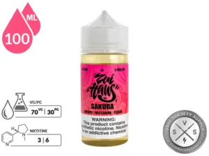 Sakura Zen Haus 100ml freebase vape juice bottle with 70VG 30PG ratio.