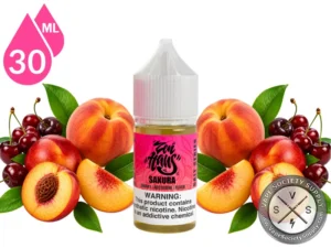 Sakura Zen Haus Salt cherry nectarine peach nicotine salt with fresh fruit.