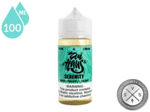 Serenity Zen Haus 100ml vape juice featuring mango, pineapple, and coconut flavor.