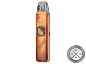 Orange Feathers refillable vape device with bright patterned finish
