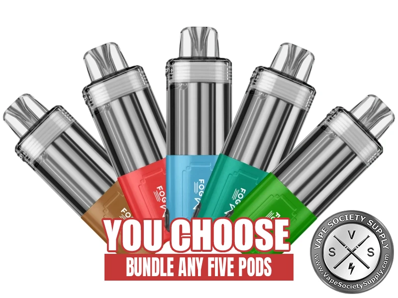 5-Pack FOG X Connect 30K Pod Bundle with mix and match replacement pod flavors.