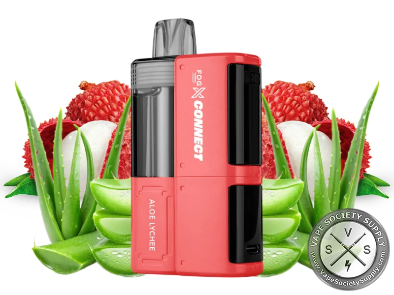 FOG X Connect 30K Disposable Vape Kit Aloe Lychee with sweet lychee and fresh aloe flavor.