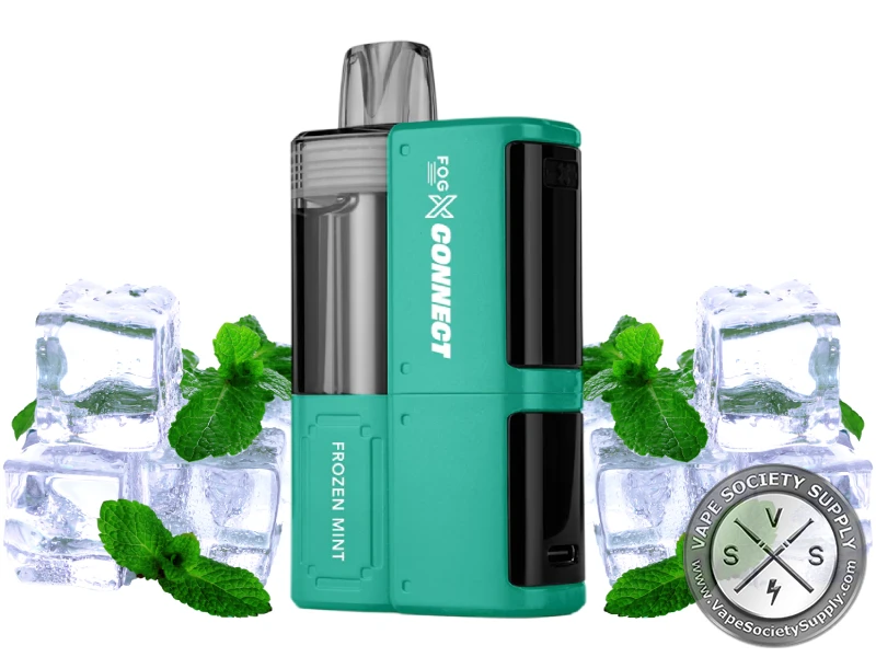 FOG X Connect 30K Disposable Vape Kit Frozen Mint with icy mint flavor.