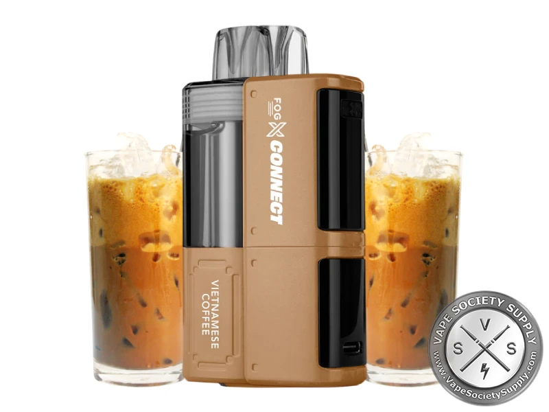 FOG X Connect 30K Disposable Vape Kit Vietnamese Coffee with rich iced coffee flavor.