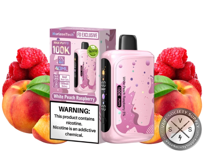 HorizonTech 100K Disposable _ 100K Puffs White Peach Raspbberry