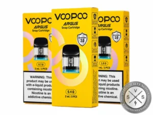 VOOPOO ARGUS SNAP Replacement Pods 3-Pack available in 0.4Ω, 0.7Ω, and 1.0Ω resistances.