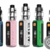 Vaporesso Armour Ultra Starter Kit displayed in five color options: Storm Blue, Light Pink, Silver Camo, Emerald Green, and Dune Gold.
