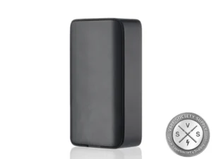 Rear view of the Black dotMod dotBox 220W V2 Box Mod with magnetic battery panel and dotMod logo.