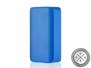 Rear view of the Royal Blue dotMod dotBox 220W V2 with magnetic battery panel and dotMod logo.