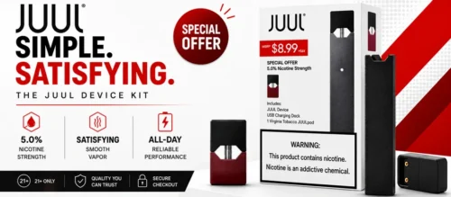 JUUL Device Kit Special Offer with 5% nicotine pod and USB charging dock