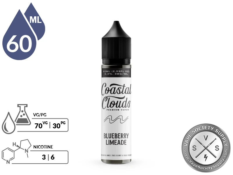 Coastal Clouds e-liquid bottle and product details