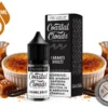 Caramel Brulee Coastal Clouds Salt 30ml bottle and box with crème brûlée, caramel pieces and caramel sauce
