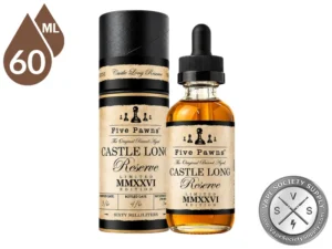 Castle Long Reserve MMXXVI Five Pawns 60ml bottle in front of its box