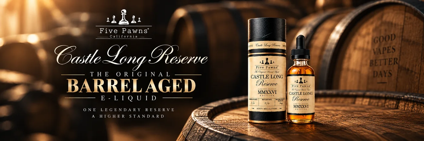Five Pawns Castle Long Reserve barrel-aged e-liquid
