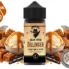 Dillinger Villain Vapors 100ml bottle with vanilla ice cream, caramel sauce, caramel pieces and waffle pieces