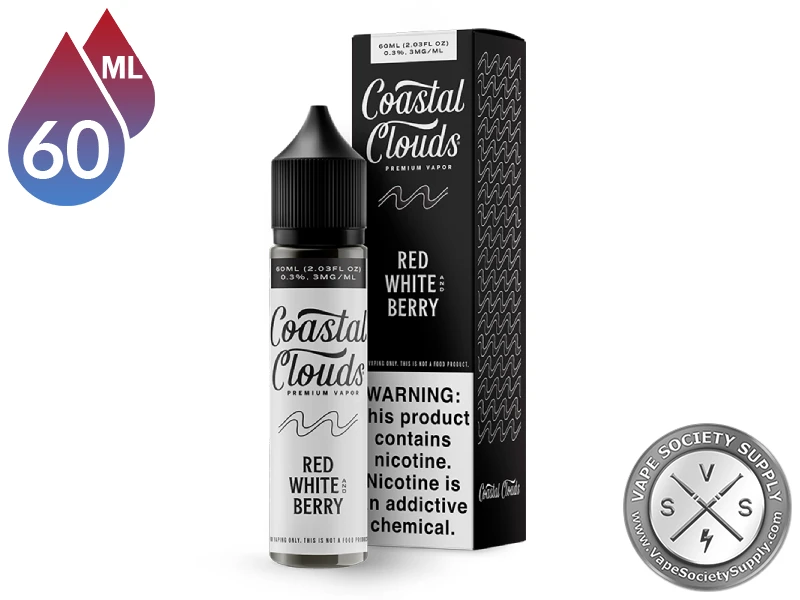 Red White and Berry Coastal Clouds 60ml bottle in front of its box