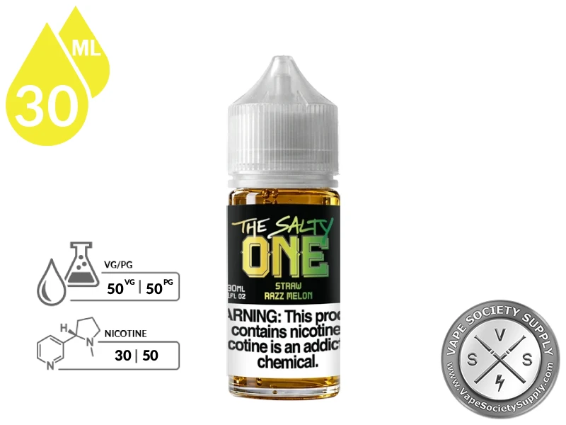 Straw Razz Melon THE SALTY ONE 30ml bottle, front label