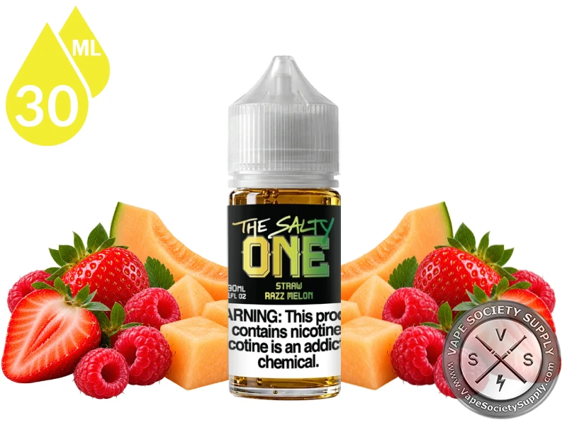 Straw Razz Melon THE SALTY ONE 30ml bottle with strawberries, raspberries and melon