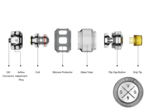 Uwell VALYRIAN IV Tank parts including coil glass airflow ring and drip tip
