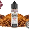 Virginia Tobacco Royal Tobacco 60ml bottle among golden tobacco leaves and a mound of loose-cut tobacco