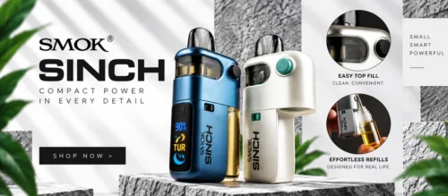 SMOK SINCH Pod Kit Blue and White Devices Mobile Banner