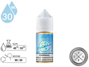 Blue Razz Ice by Pulse Liq Salts 30ml bottle with VG/PG and nicotine strength icons