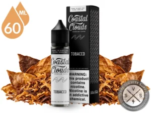 Tobacco Coastal Clouds 60ml bottle and box with dried tobacco leaves